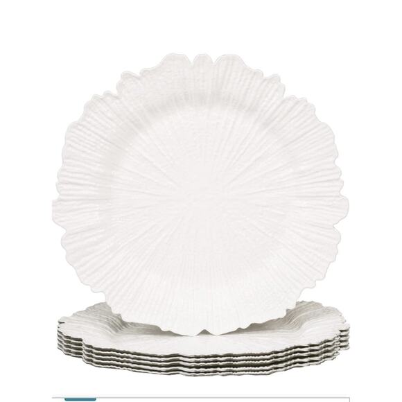 Reef White Charger Plates, Plate Chargers for Dinner Plates, Set Of 6 White - Picture 1 of 7